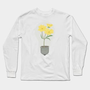 Light blub with yellow flowers growing inside Long Sleeve T-Shirt